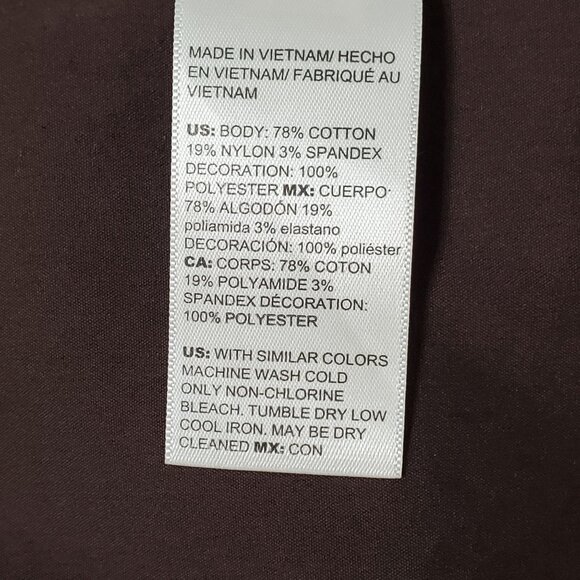 Chicos 3 Size 16 Dress Collared Eyelet Puff Sleeve Midi Stretch Pockets V notch - Picture 10 of 10